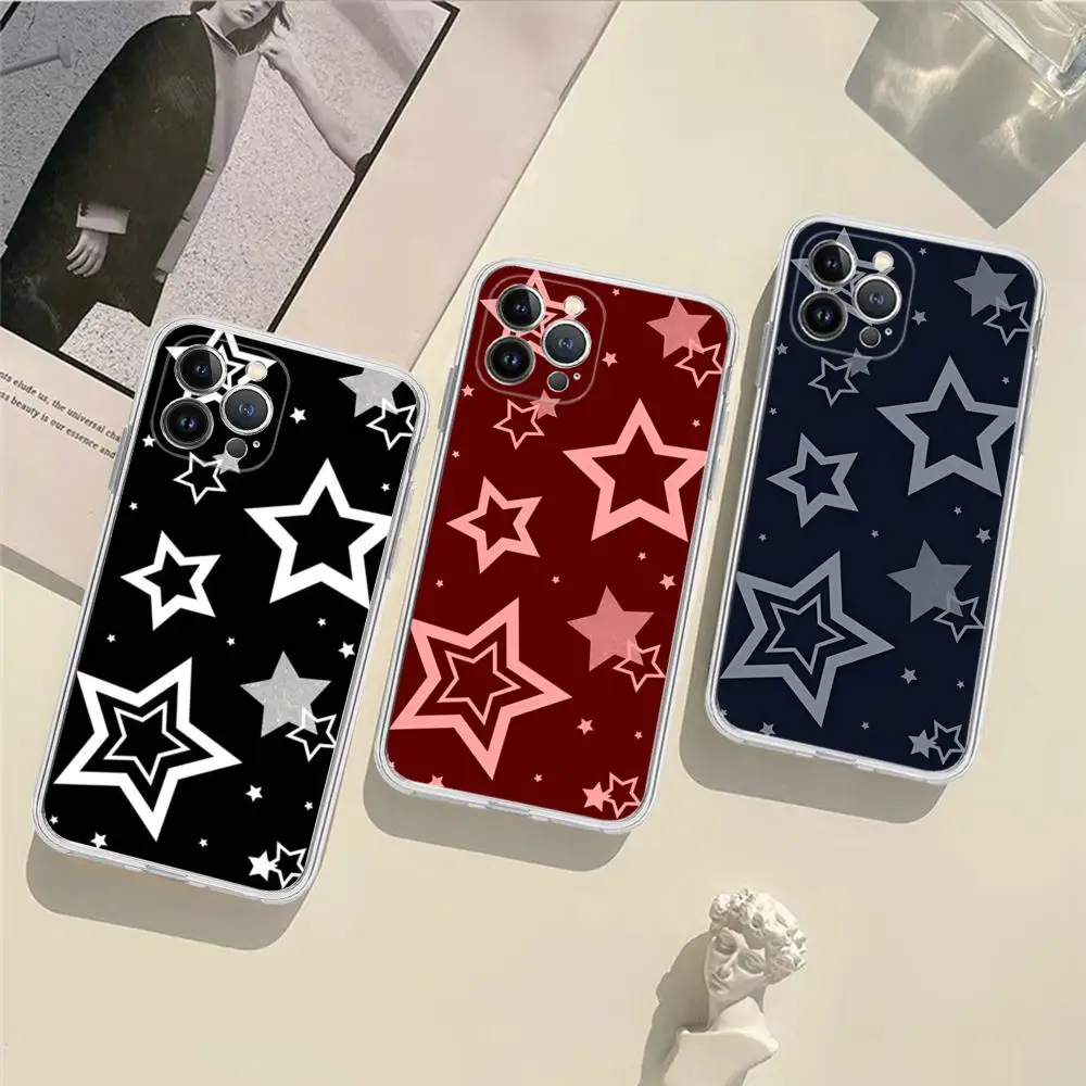 Super Star Pattern Phone Case Silicone Soft for iphone 15 14 13 12 11 Pro Mini XS MAX 8 7 6 Plus X XS XR Cover