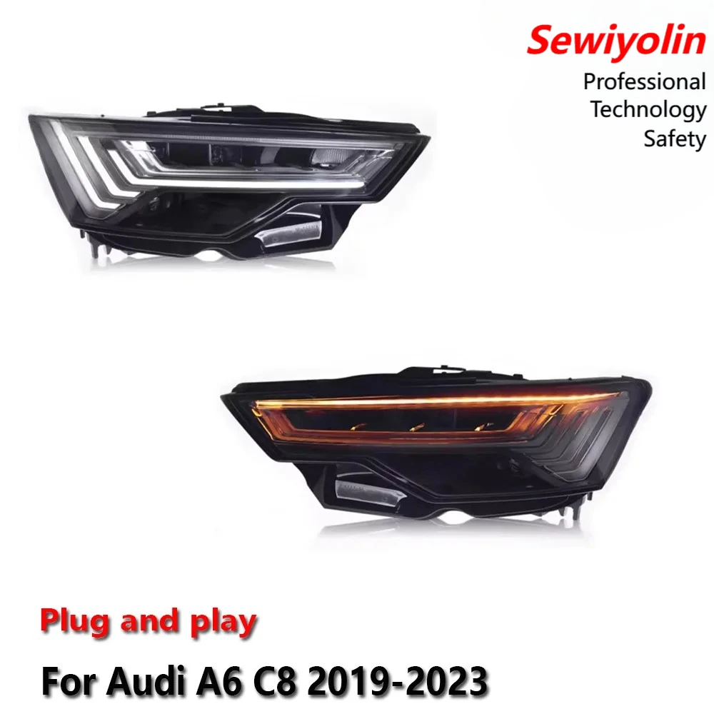 

Car LED Headlight Assemblies For Audi A6 C8 2019-2023 Fog DRL Brake Turn Signal Lamp Plug And Play