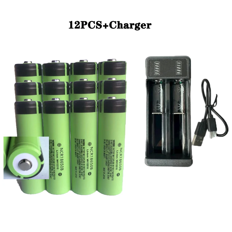 2024 protruding 100% USB rechargeable lithium battery NCR18650 3.7V 3400mAh 34B USB charger original battery cell flashlight