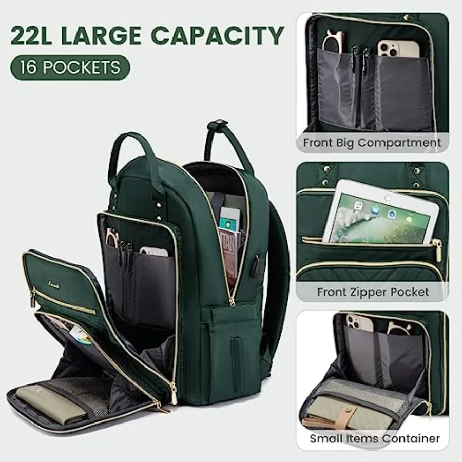 Laptop Backpack for Women, Water Resistant Travel Work Backpacks Purse Stylish Business Teacher Nurse Computer view 4