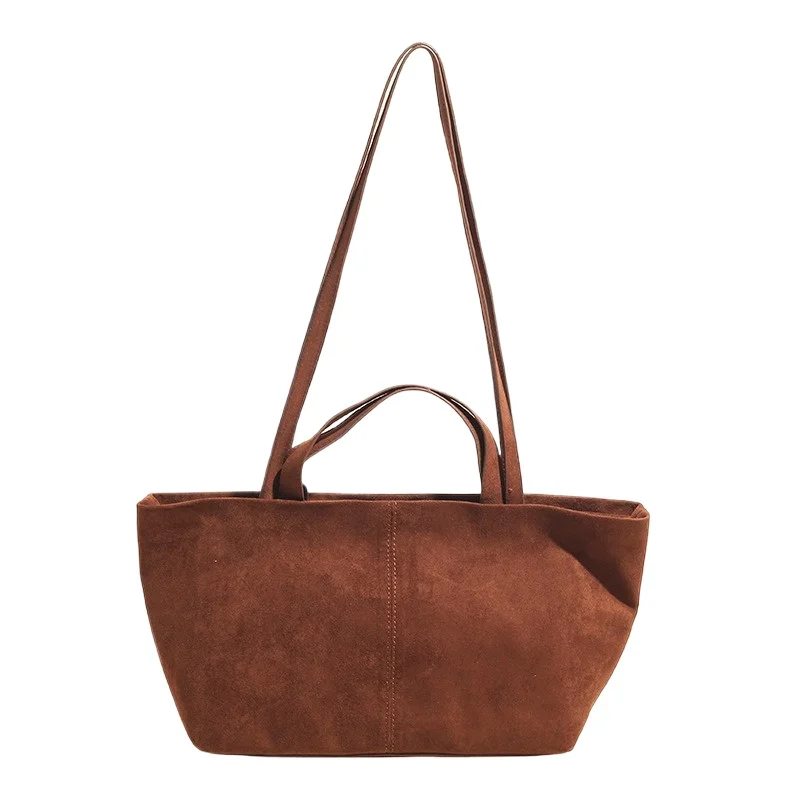 Women's Large Capacity Soft Suede Shoulder Tote Bag Vintage Underarm Work Commuter Bag Early Autumn Top Handle Unique