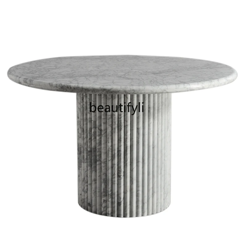 

Natural Marble Dining-Table Villa Hotel Restaurant Dining Table Designer Light Luxury Calala White Round Table