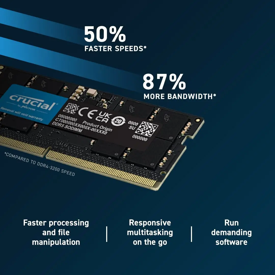 Crucial RAM DDR5 4800MHz 5200MHz 5600MHz 16GB 24GB 32GB 48GB CL40 memoria per Laptop originale 16G 24G 32G 48 sodimm 4800M 5200M 5600M