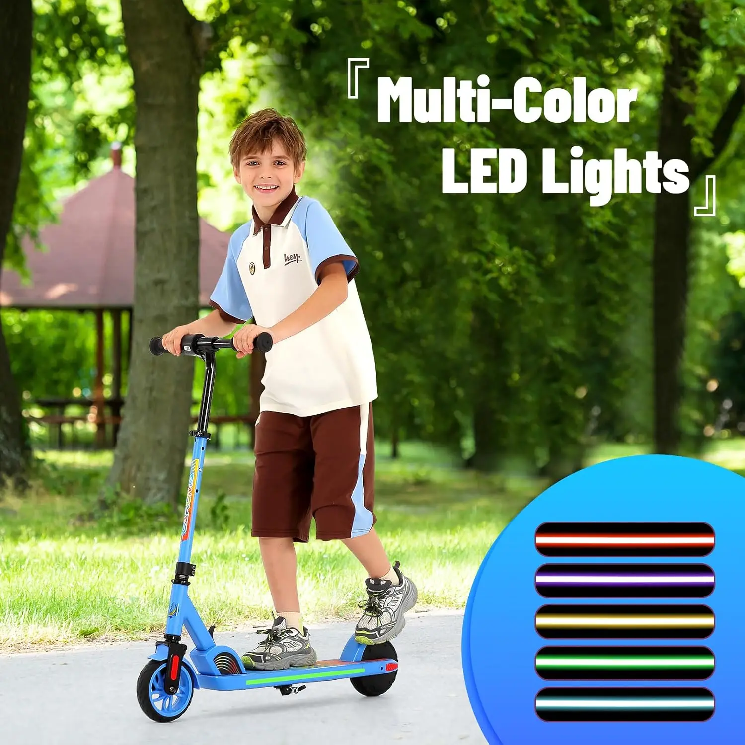 Electric Scooter for Kids Ages 6-14, 180W/150W Motor & 10 Mph, 80 Mins Ride Time, Adjustable Height & Speed, LED Display & Color