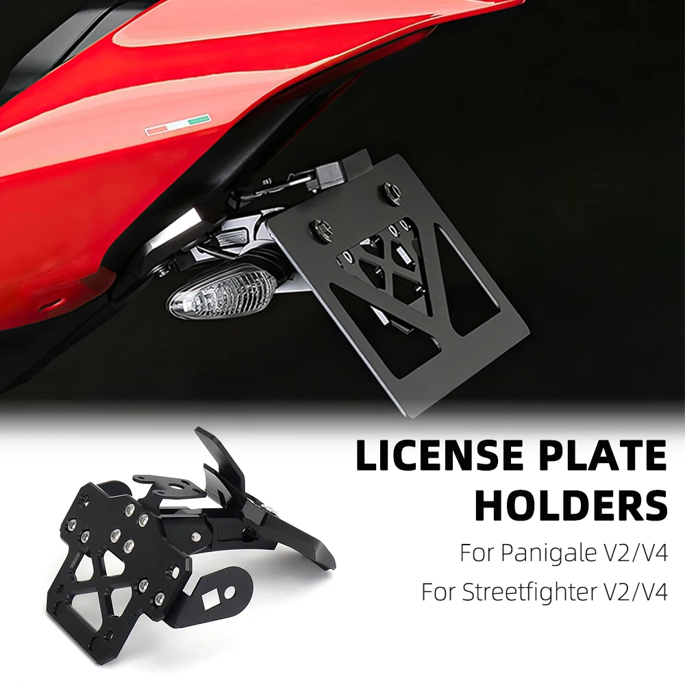 For Ducati Streetfighter V2 V4 Panigale V4 V2 Motorcycle License Plate Holder Aluminum Mount Bracket Registration Number Plate