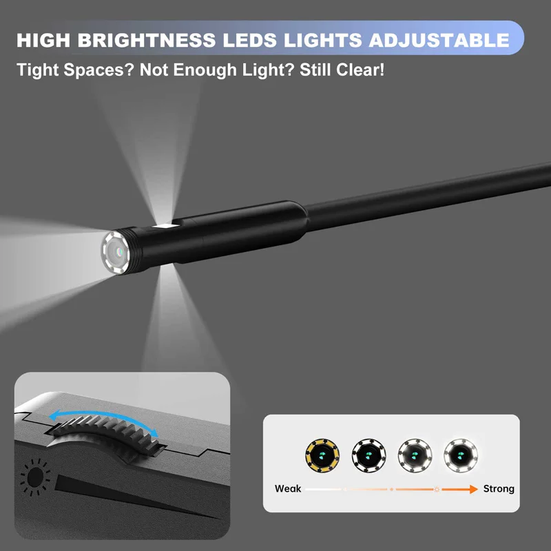 كاميرا المنظار واي فاي آيفون أندرويد 1080P HD المزدوج الثلاثي عدسة كابل صلب مقاوم للماء التفتيش المجاري كاميرا Borescope للسيارة