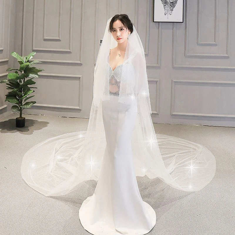 Wholesale Ivory Cathedral Wedding veil with Comb Two Layers Bride wedding accessories Welon matrimonio Bridal Veil novia