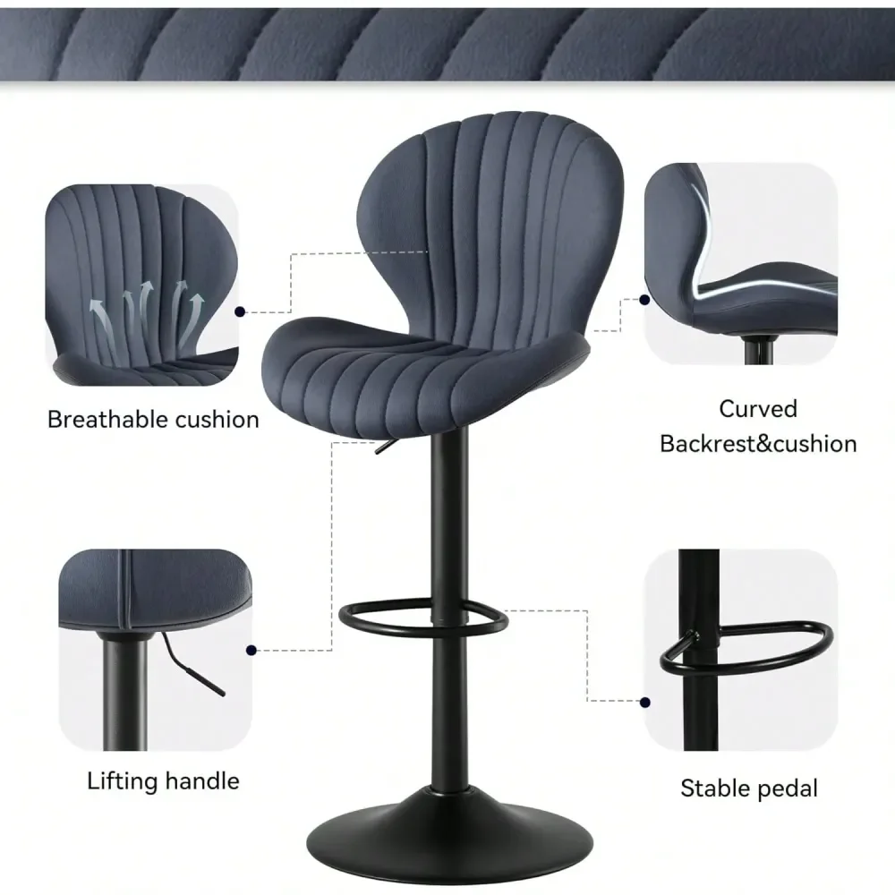 

Bar Stools Sillas Para Barra AltaBar Stools Set Of 2, Adjustable Fabric Holstered Swivel Bar Chairs, Counter Height Barstools Wi