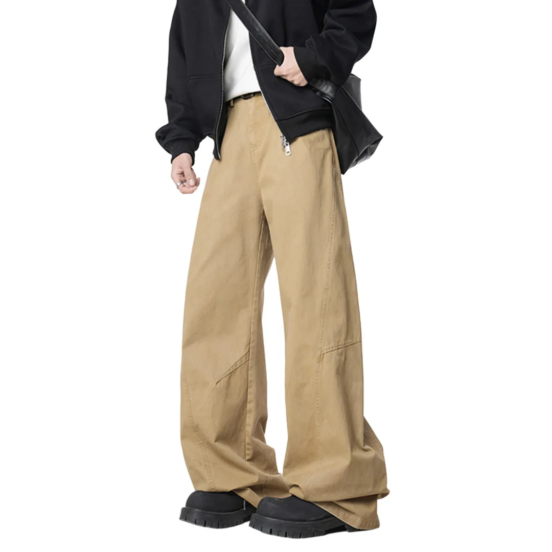 Vintage Cargo Pants For Men Autumn Winter Casual Pants Streetwear Cleanfit Loose Versatile Straight Leg Paneled Casual Trousers