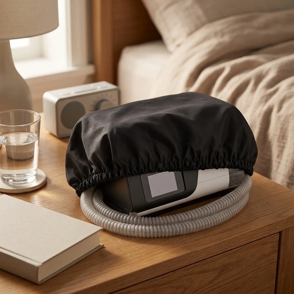 Machine Cover for Sleep Therapy Devices Featuring Elastic Hem Design to Keep Equipment Clean and Organized During Storage
