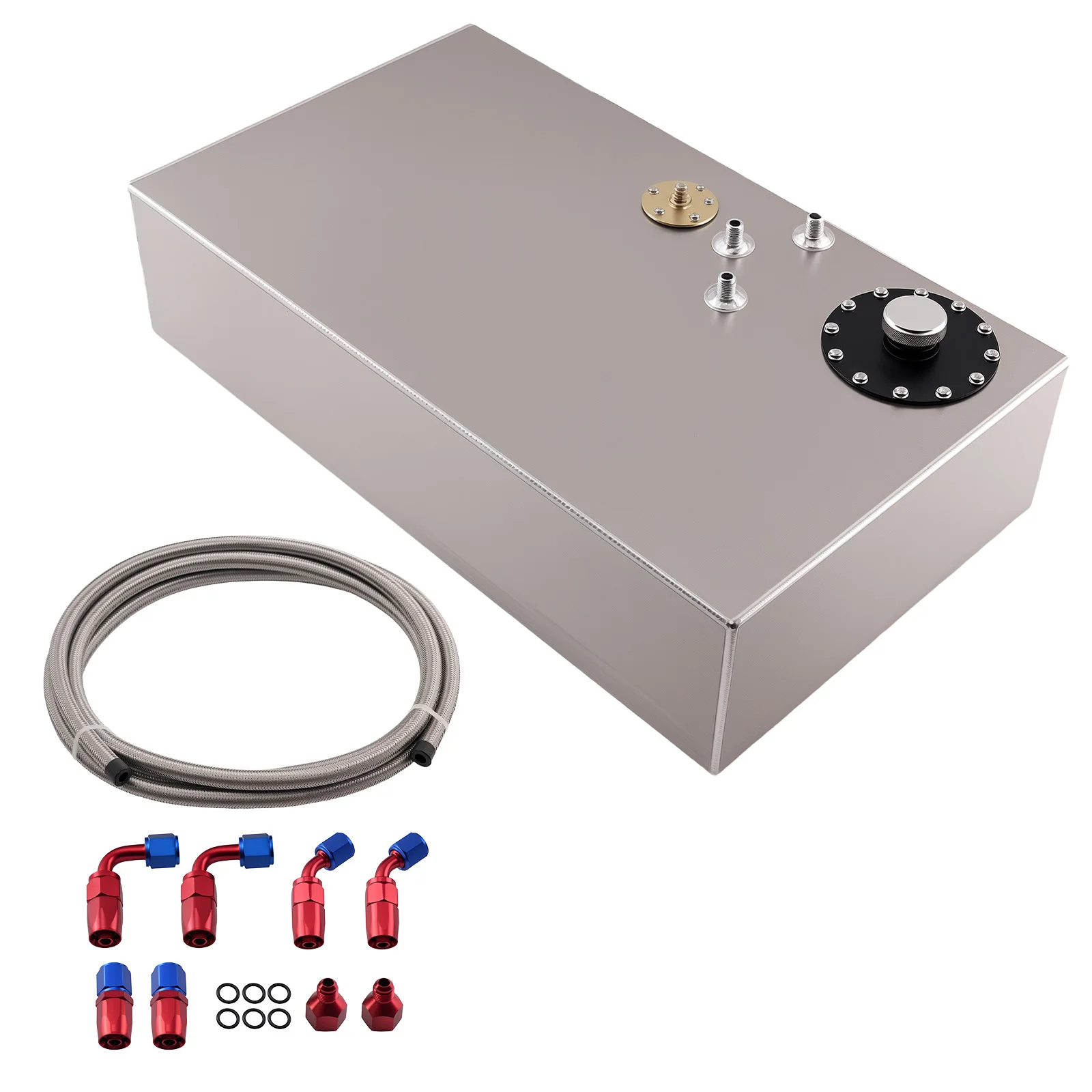 

17 Gallon 64L Racing Tank+Cap+Sender+Line Kit Aluminum for Hot Rod Street Car