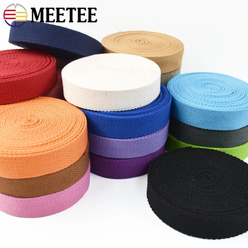 8Meters Meetee 25mm Width Thick 2mm Cotton Ribbon Canvas Webbing Tape for Bags Strap Belt Sewing Clothing DIY Craft Accessories