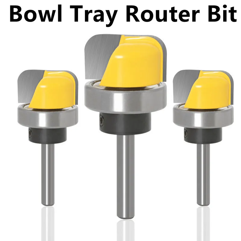 3pcs 6.35mm Shank Bowl Tray Template Wood Router Bit 1/4 Set Corner Rounding Milling Cutter Carbide Alloy Woodworking Tools view 5