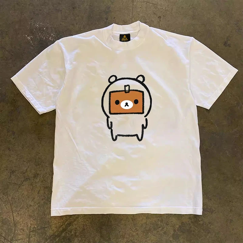 Loose Fit Cotton T-Shirt Unisex Short Sleeve Double Thread UPUPXIA Hero Print Sweat Absorbent round Neck Casual Summer Top