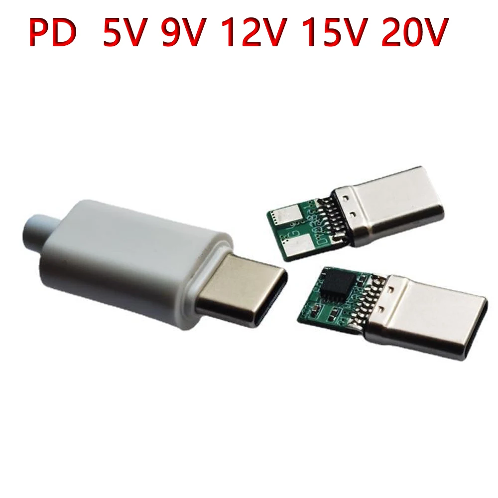 5A PD/QC Decoy Board Fast Charge 5V 9V 12V 15V 20V module PD 2 3.0 DC trigger cable USB Type-C male plug QC4 charge connector