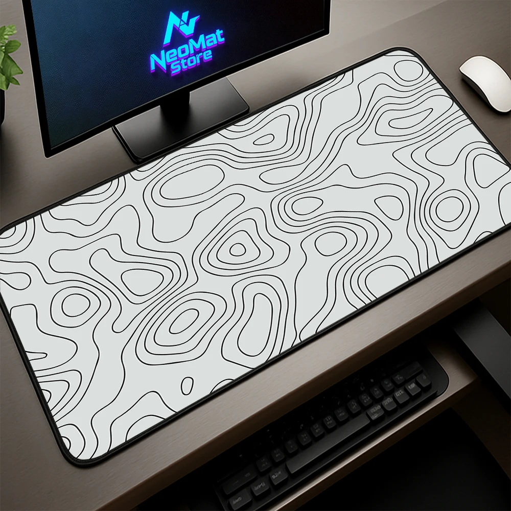 

Xxl White Mouse Pad Gaming Rug Big Deskmat Keyboard Table Mat 5mm 4mm Geometric Art Desk Accessories Aesthetic Minimalist Liquid