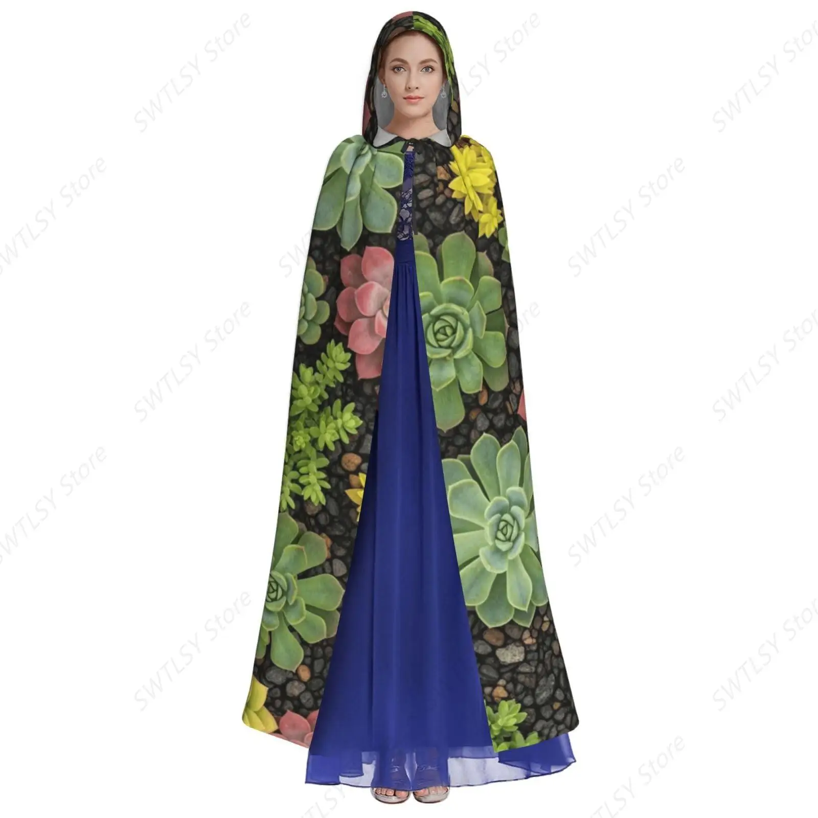 Halloween Hooded Cloak Women Men Halloween Cape Wizard Witch Costume Compatible with Succulent Plants