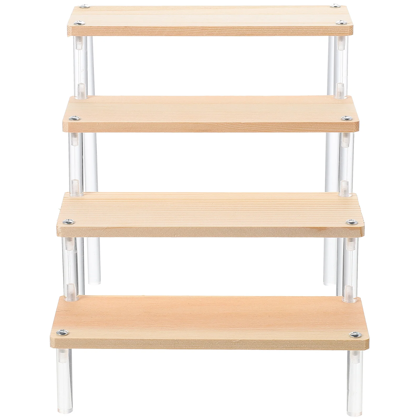 

Acrylic Wood Display Shelf Multi-Tier Ladder Design Jewelry Organizer Cupcake Dessert Storage Rack Desktop Display Set