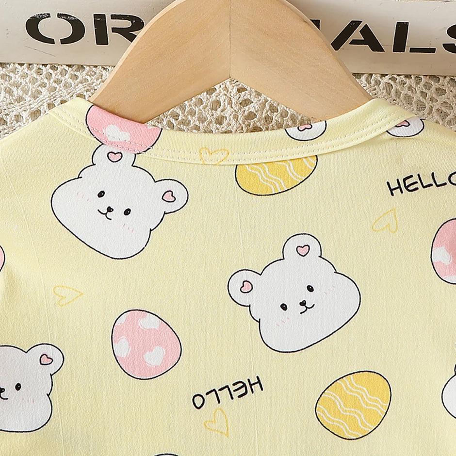 2-teiliges Four Seasons Kinder-Set mit Vollprint-Motiv für Mädchen, süße langärmelige Hose, Schlafanzug, bequemes Rundhals-T-Shirt – Detail 17