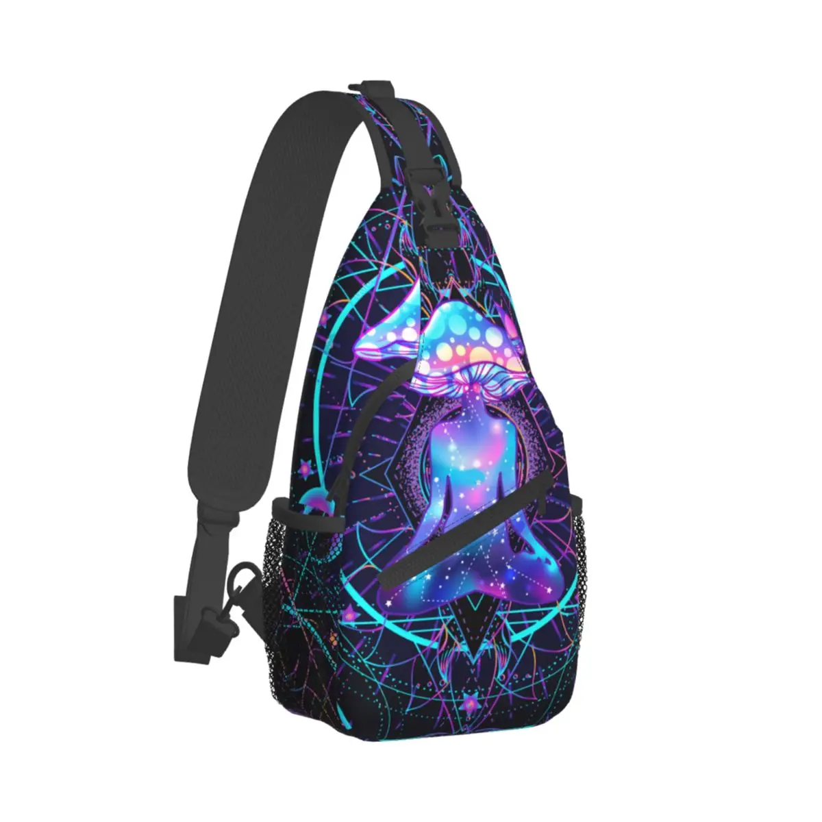 Magic Mushrooms Crossbody Chest Bags Psychedelic Pattern Pockets Travel Pack Messenger Sports Teens Shoulder Bag Unisex