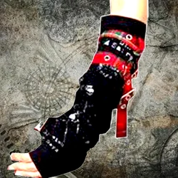 Y2K Japanese Kill Matt Rock Punk Style Splicing Skull pattern Hloves Cuff Sunscreen Finger Hand Concave Shape Sleeve