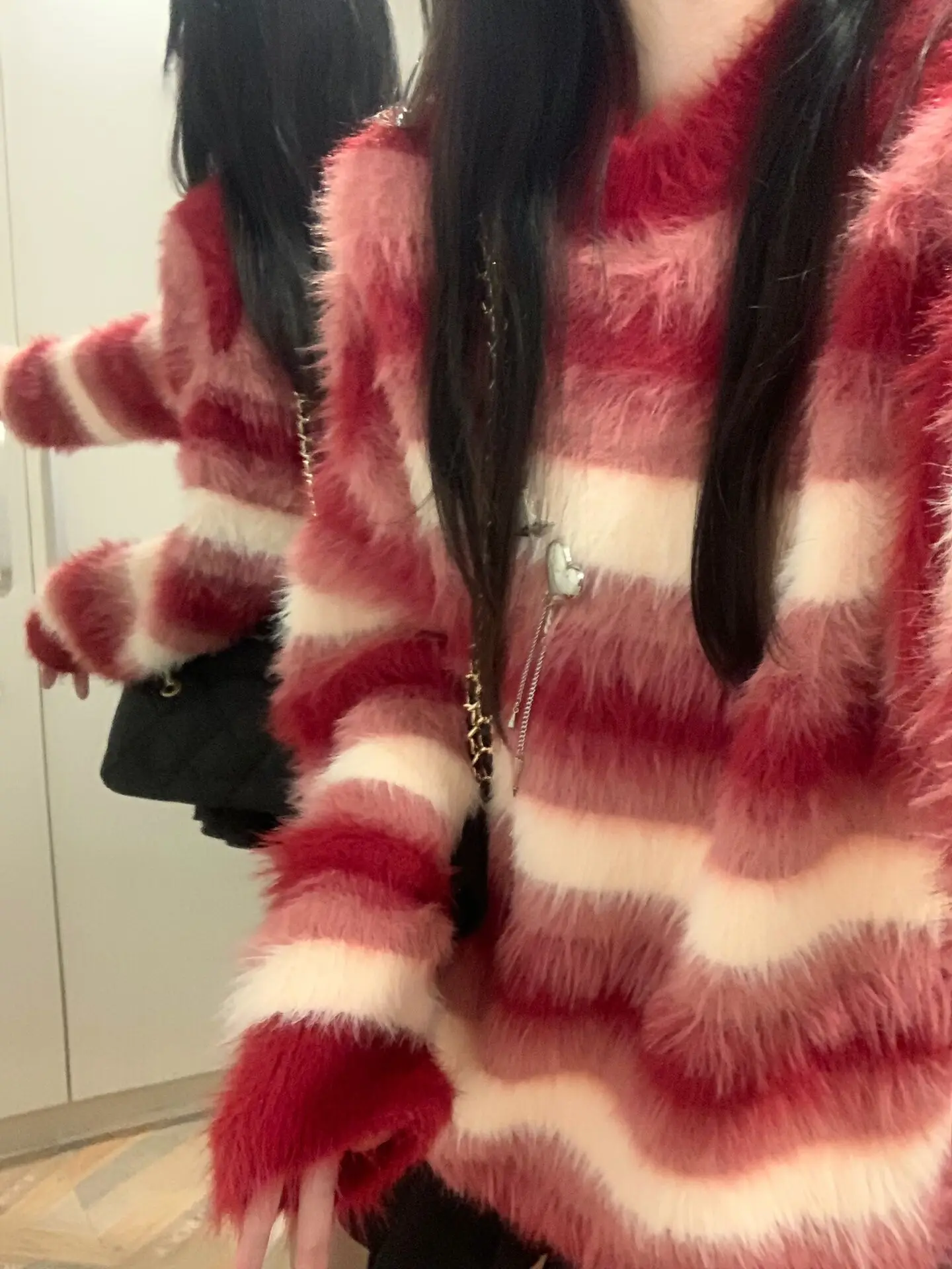 

Норковый свитер в красную полоску, женский осенне-зимний свитер для средней школы, школьников 2 года, 5 лет, 3 года, для девочек...