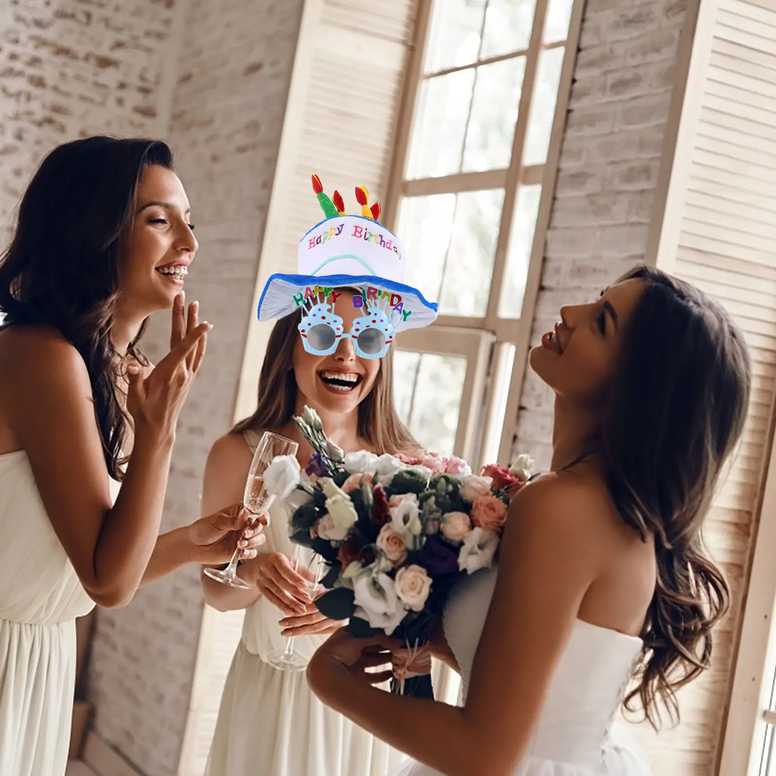 

1 set Birthday Hat Glasses Set Plastic Crown Photo Props Party Decorations Novelty Accessories Costume Makeup