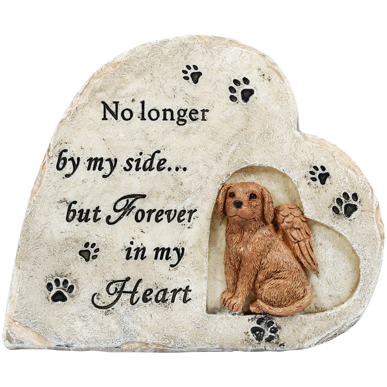 Dog Memorial Stone Resin Pet Memorial Sympathy Statue Heart-shaped Dog Paw Stepping Garden Headstone Pet Loss Gifts Outdoor Dog