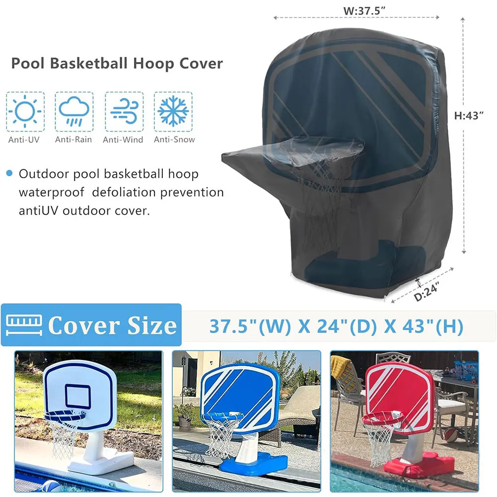

Weatherproof Pool Basketball Hoop Cover with Telescopic and Elastic Ropes for Secure Fit on For Water Basketball Stand