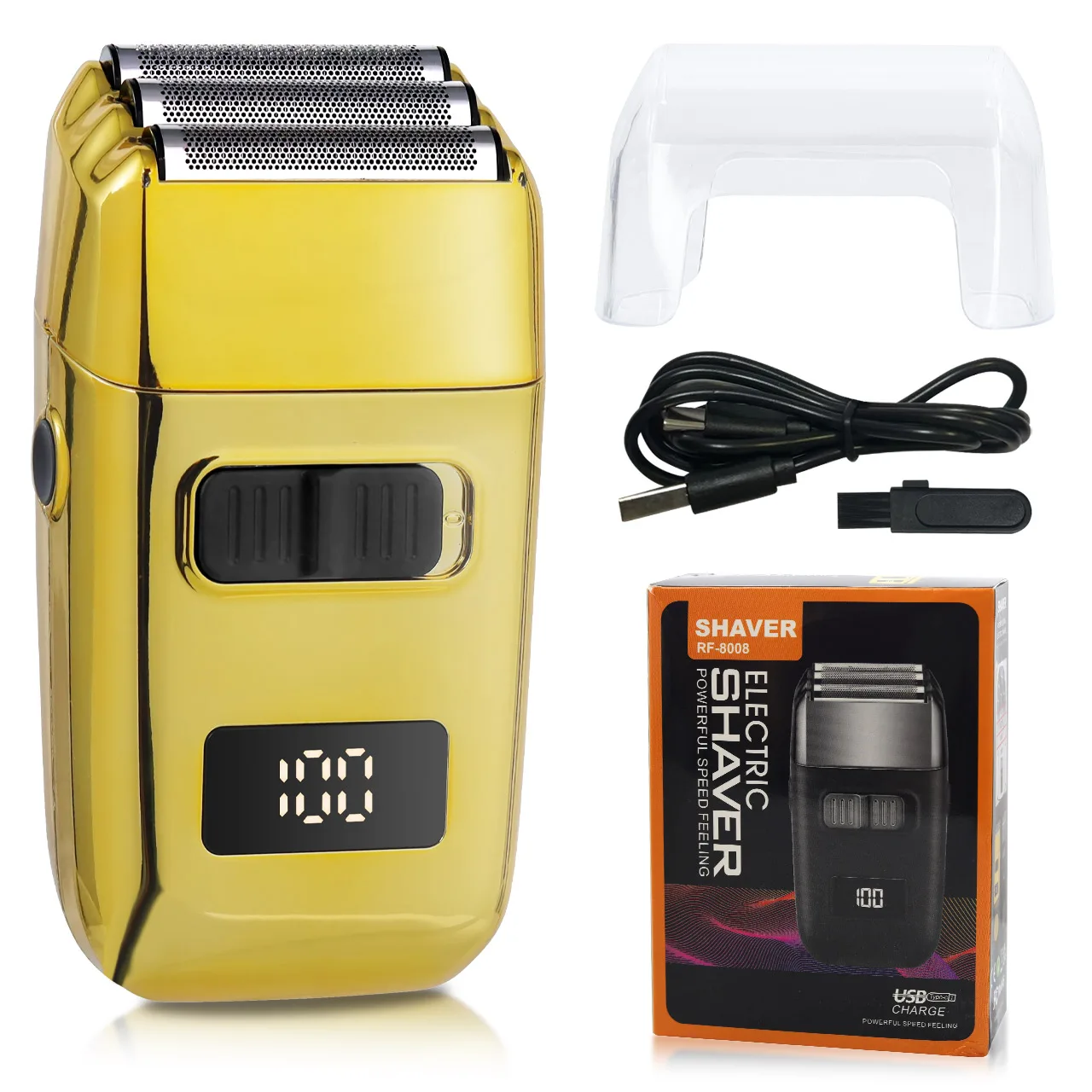Electric Rechargeable Shaver for Men Home Use 3-Blade Razor with LCD Display Beard Trimmer And Whitening Grid Head Shaving Tool