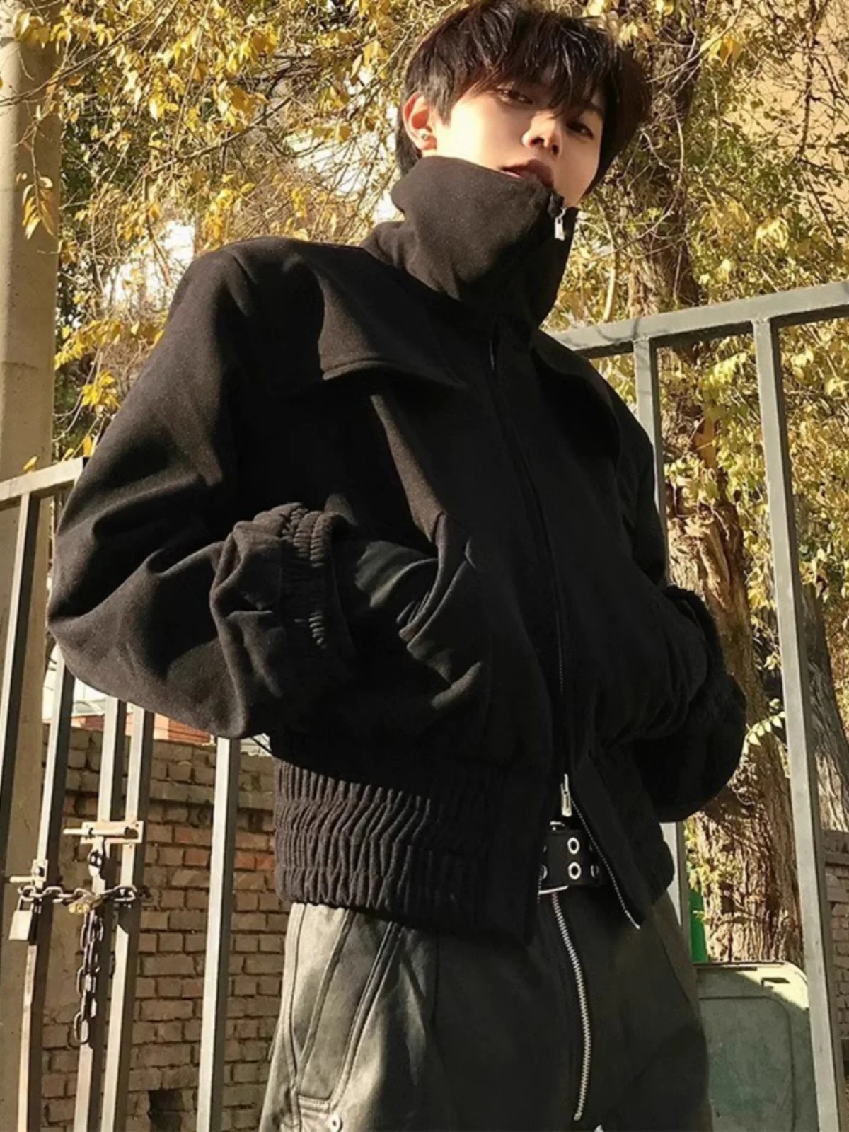 

Мужская куртка Cleanfit с высоким воротником и подплечниками, весенне-осенняя, в стиле High Street, пилотская, свободного кроя, молодежная, трендовая, из полиэстера.