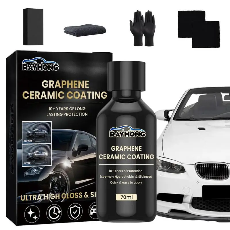 Auto Graphene Ceramic Coating Spray Car Coating Polish Paint 70ml Car Trim Ceramic Coating Set Protects Against Uv Rays