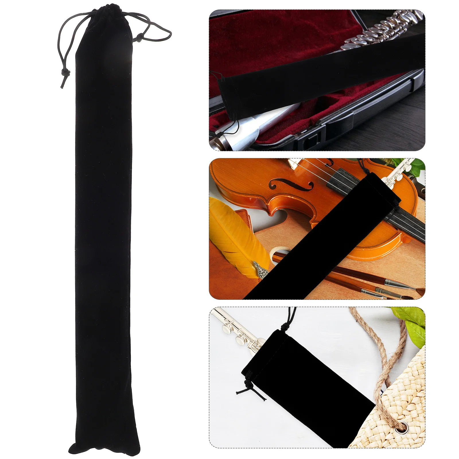 

Vertical Flute Bag Portable 10inch Drawstring Recorder Case Soft Lining Protection Pouch for Music Instruments
