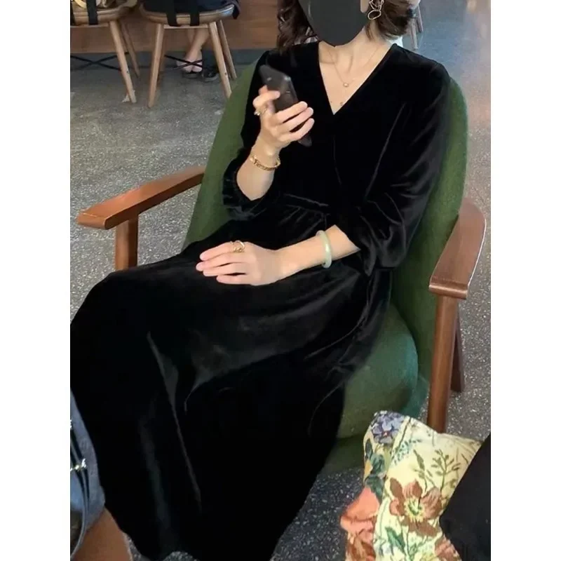 

Новый стиль весна-осень, однотонная Складная Ночная рубашка большого размера, можно носить на улице, ночная рубашка, Вельветовые женские платья