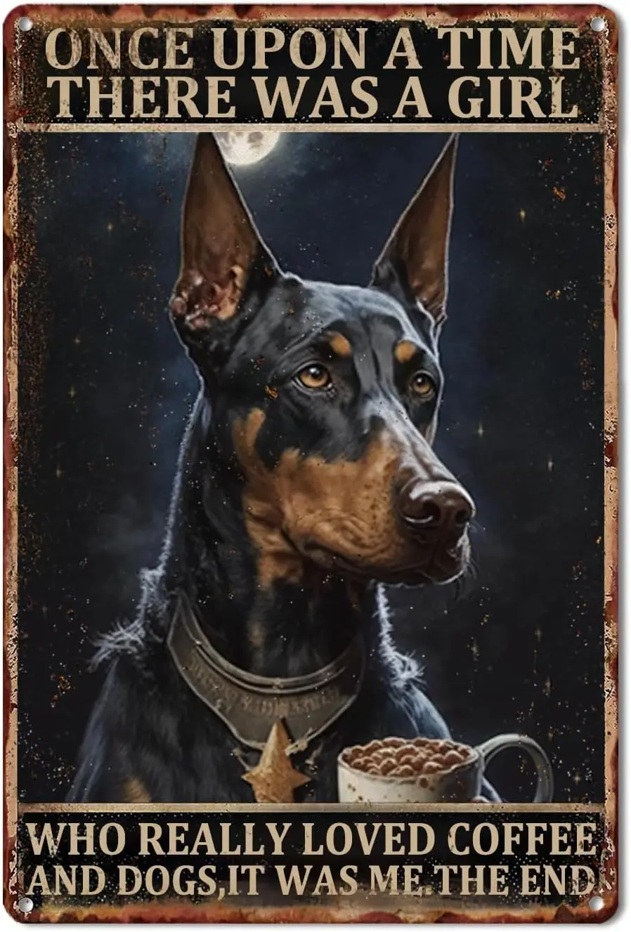 Vintage Poster Vintage Tin Sign Art Poster 8x12 inch I Like Dogs And Coffee 2 Pet Poster for Pet Enthusiasts