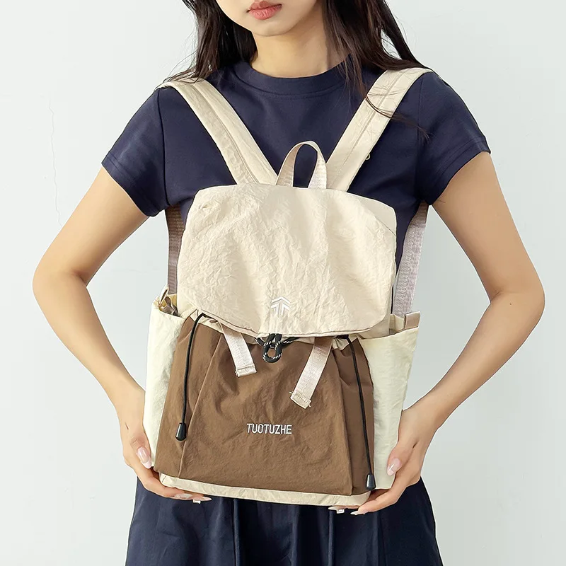 Japanese Korean Style Backpack for Women, Lightweight Travel Daypack, Ins Small Rucksack, Waterproof Hiking Camping Bag