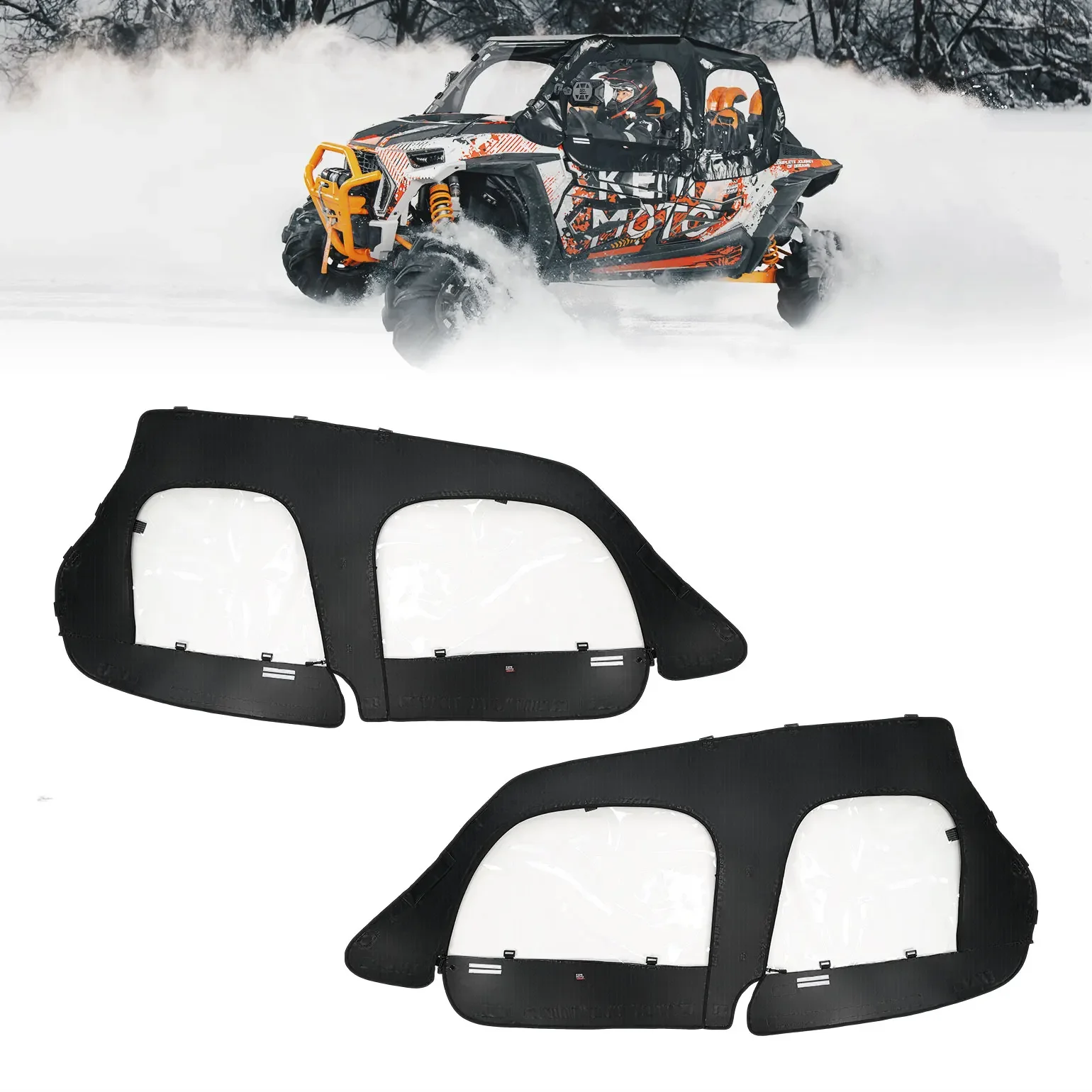 

KEMIMOTO 2884332 UTV Soft Upper Door Cab Enclosure Window Set Compatible with Polaris RZR XP 4 1000 / RZR XP 4 Turbo 2014-2023