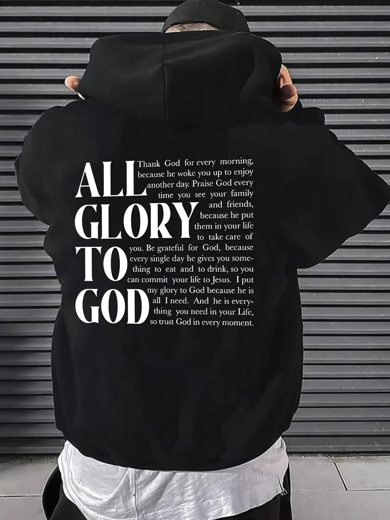 Glory to God Hoodie - White Large Size with Back Print, Religious Apparel Suitable for Church Activities, Worship and Praise Occasions, Unisex Winter Warm Style, Soft, Breathable, Lightweight Material, God-Centric Casual Wear Gift, Machine Washable, Sizes