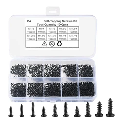 1000pcs Mixed Size Self Tapping Screws Assorted Screw Set Repair Screw Assortment 1-1.7mm Small Screws set for Repairs