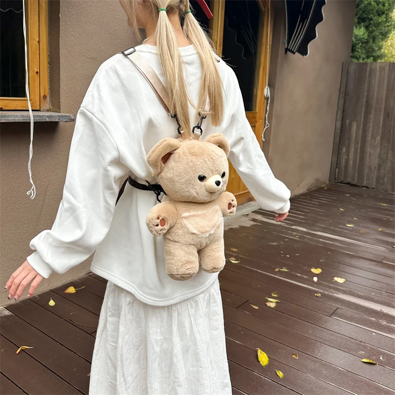 Cartoon Small Bear Plush Large Capacity Multi Purpose Backpack Children Comfort Schoolbag