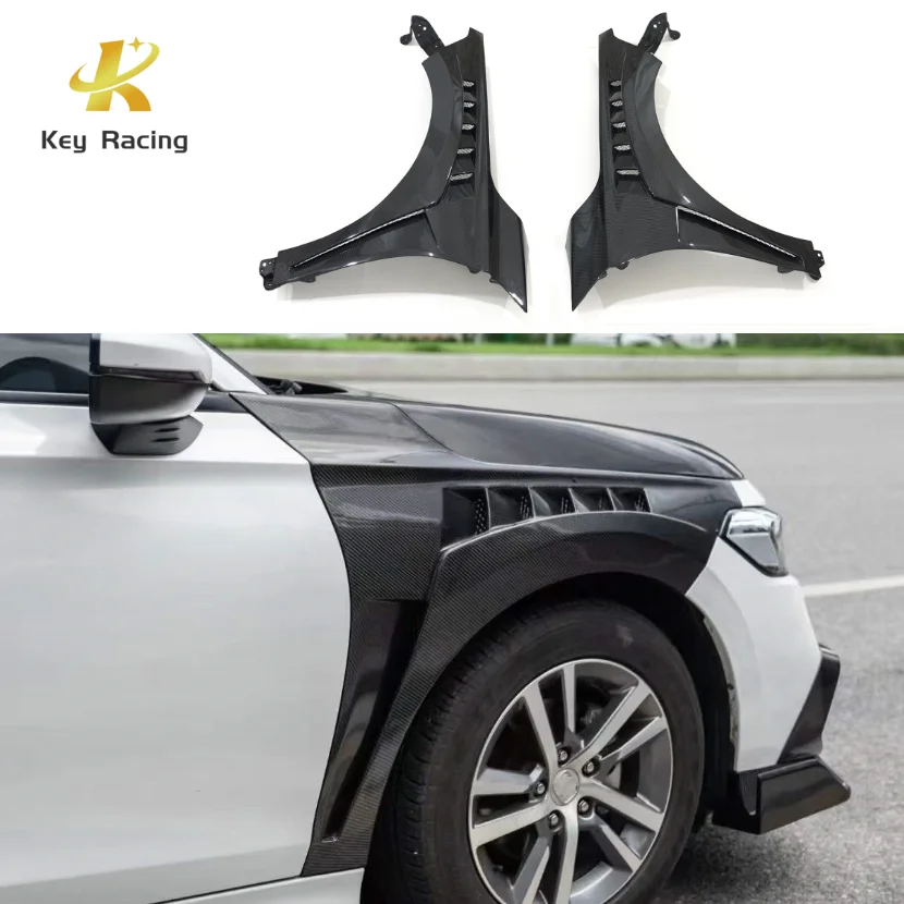 

Real Carbon Fiber CMST Style Front Fender With Vent Side Air Outlet Intake Duct Replacement Trim For Honda 11th Gen Civic 2022