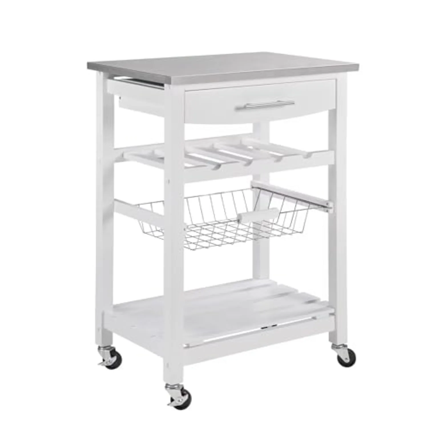 Mobile Kitchen Island Cart with Marble Top, Rolling Casters & Storage Drawer – Compact Serving Cart for Small Spaces