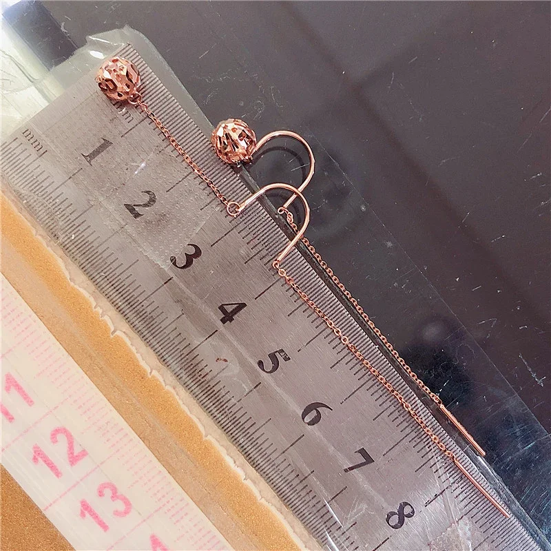 585 purple gold plated 14K rose gold hollow round bead U-shaped Ear line new classic product earrings for women high jewelry 5