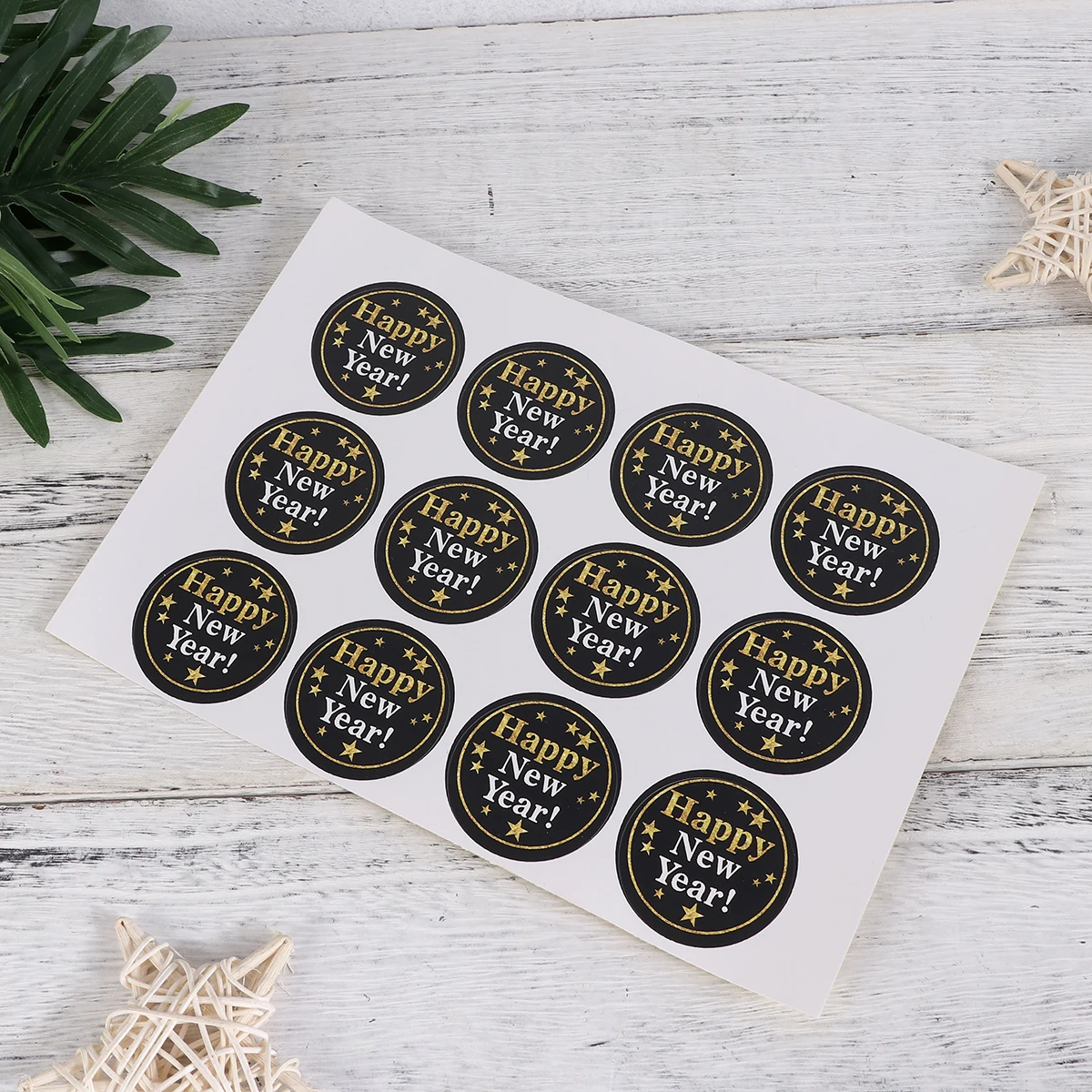

144Pcs Black Round Sealing Stickers Happy New Year DIY Cookie Bags Labels Self-Adhesive Baking Packaging Gift Decoration