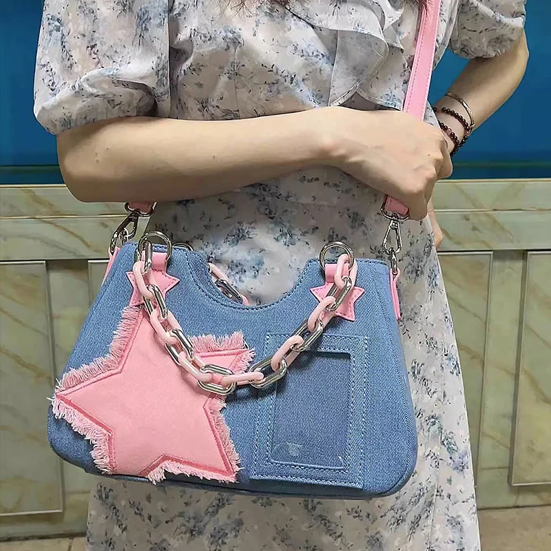 Denim Women Underarm Shopper Totes Large Capacity Designer Hobo Shoulder Bag Luxury Women's Handbag Small Crossbody Bag view 6