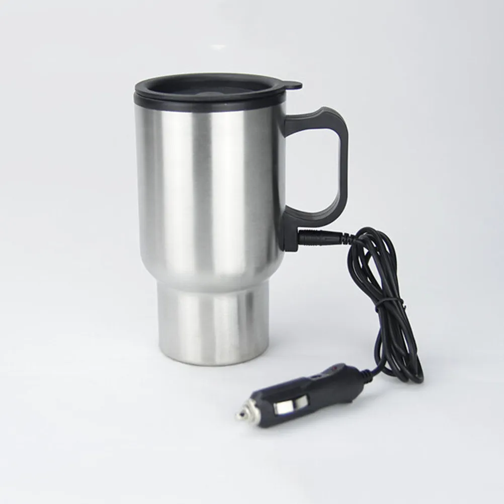 450Ml Car Heating Cup Stainless Steel Vacuum Insulated Portable Travel Mug with 12V Cigarette Lighter Plug for Drivers