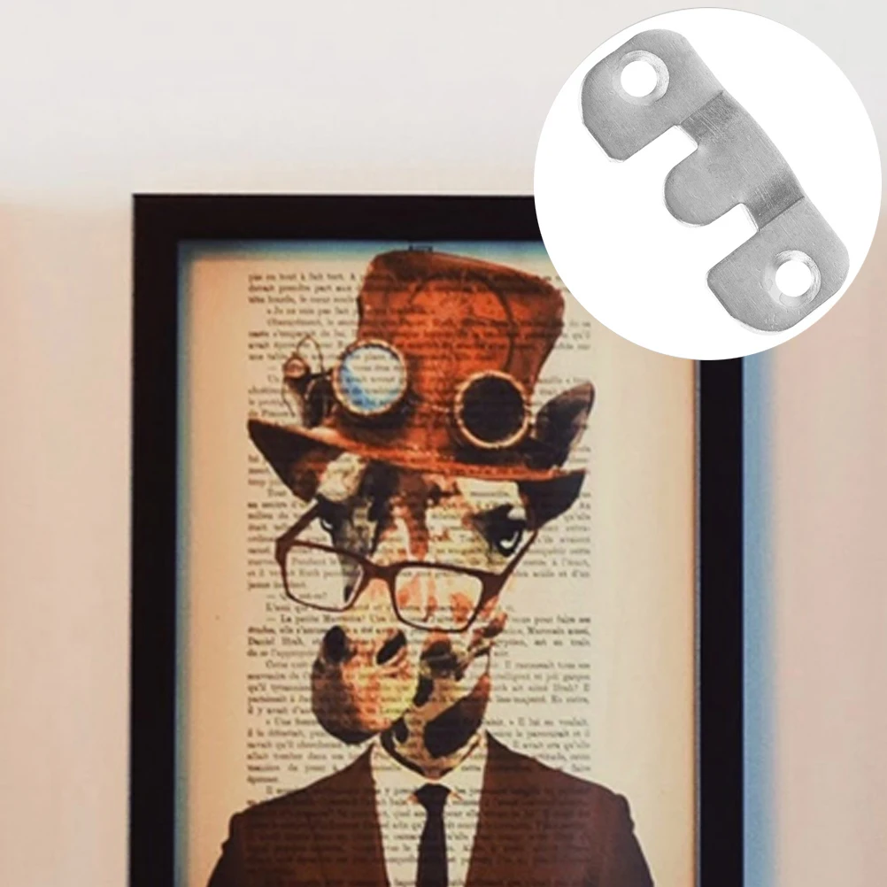 

16pcs Mirror Frame Hanging Kit Stainless Steel Interlocking Hooks Wall Mounting Brackets For Picture Frame Backing Clips Shelf