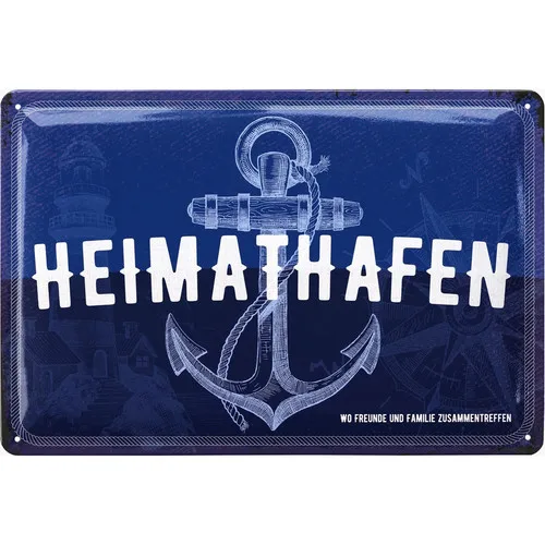 Heimathafen Blechschild Anker Maritime Vintage Retro Metallschild 20x30cm --Tin Sign