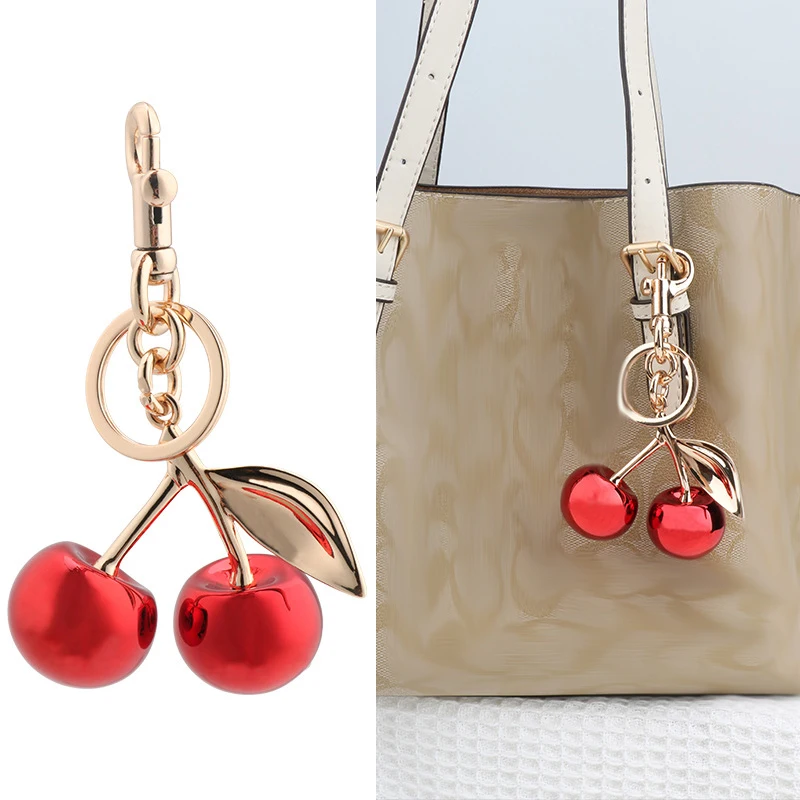 Fashion Glitter Red Cherry Keychain Cherries Pendant for Coach Handbag Shoulder Bags Women's Bag Charm Accessories Gift