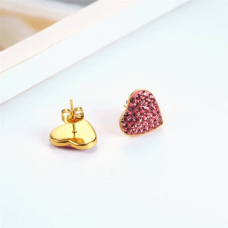 Cubic Zirconia Heart Necklace Set Stainless Steel Jewelry Heart LOVE Earrings For Women Fashion Jewellery Accessories image 4